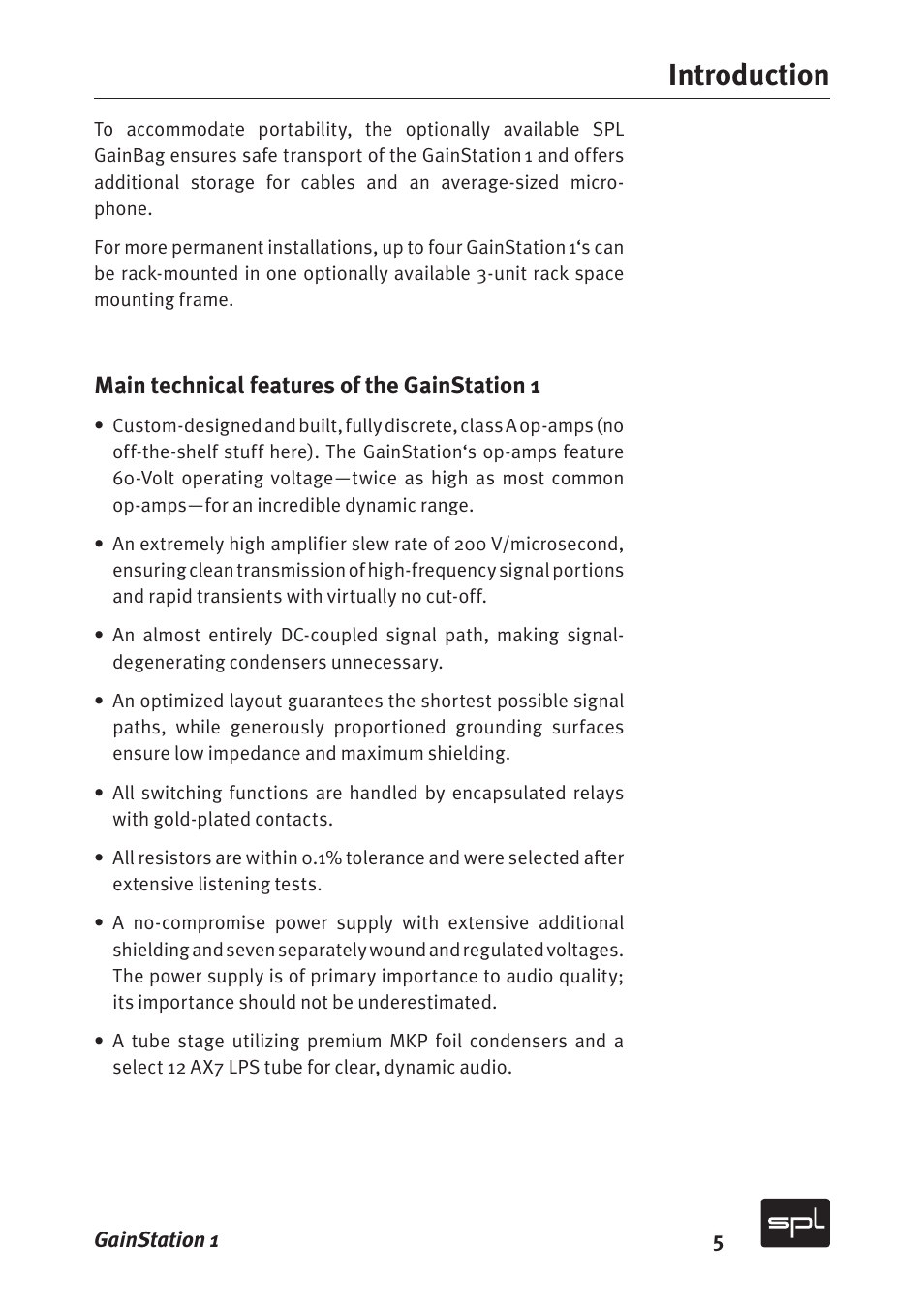 Introduction | Sound Performance Lab Gain Station 2272 User Manual | Page 5 / 34