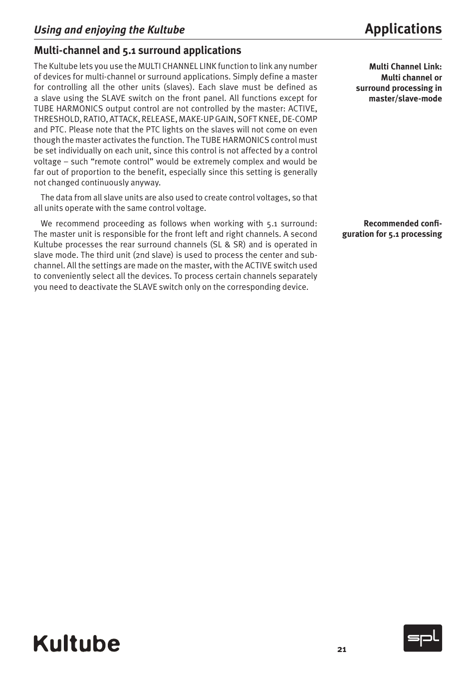 Applications | Sound Performance Lab Kultube Model 2049 User Manual | Page 21 / 24