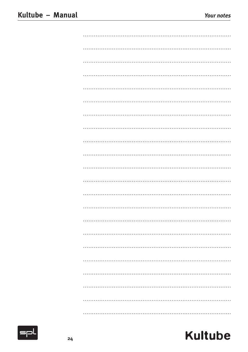 Kultube – manual | Sound Performance Lab Kultube Model 2049 User Manual | Page 24 / 24
