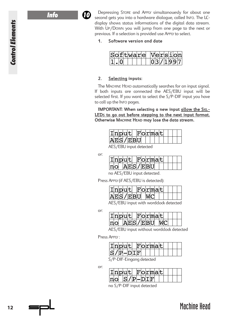 Machine head, Control elements info 10 | Sound Performance Lab 9737 User Manual | Page 12 / 16