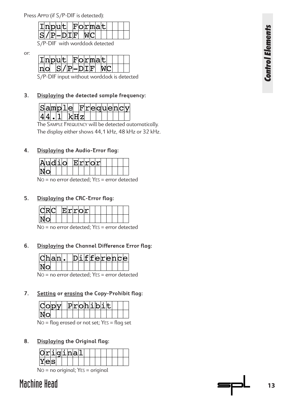 Machine head, Control elements | Sound Performance Lab 9737 User Manual | Page 13 / 16