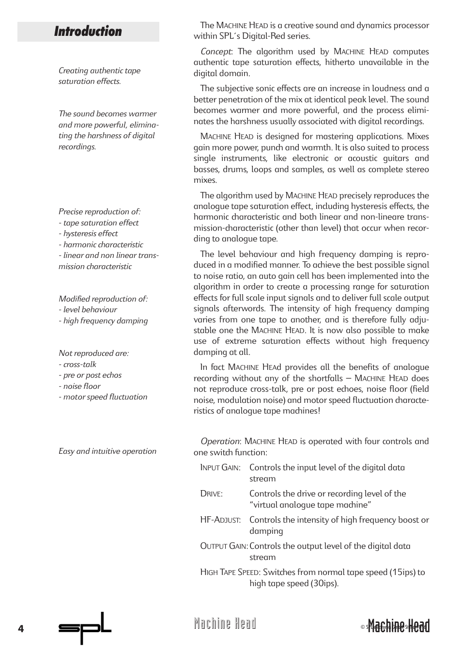 Machine head, Introduction | Sound Performance Lab 9737 User Manual | Page 4 / 16