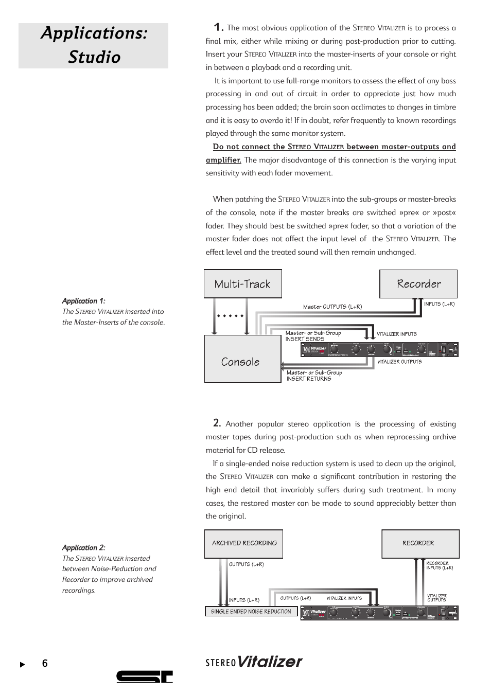 Applications: studio | Sound Performance Lab 9320 User Manual | Page 6 / 17