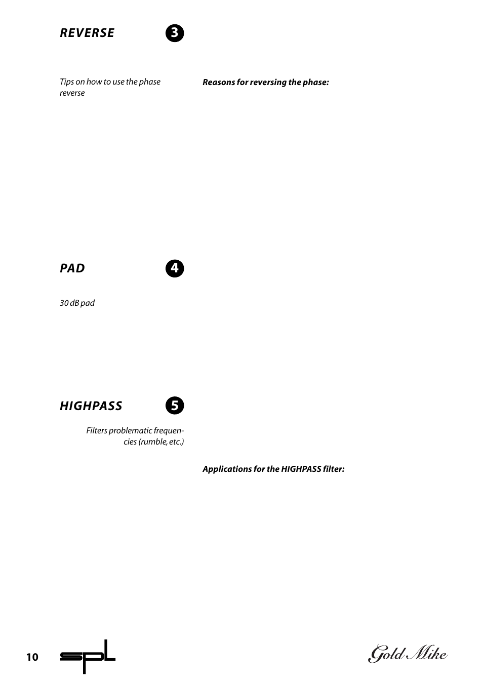 Highpass, Reverse | Sound Performance Lab 9844 User Manual | Page 10 / 13