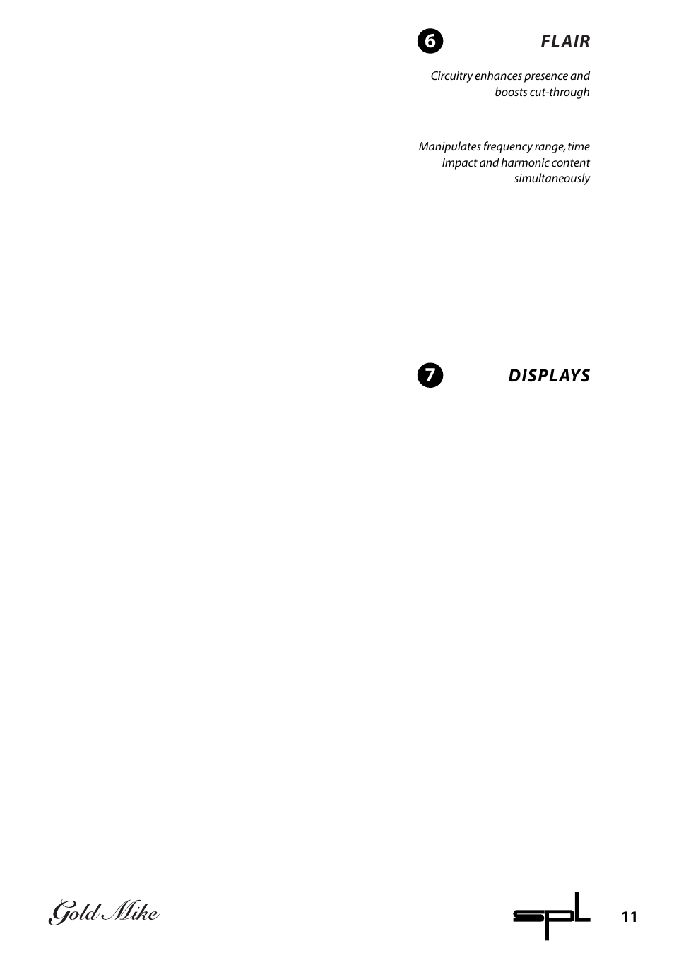 Flair, Displays | Sound Performance Lab 9844 User Manual | Page 11 / 13