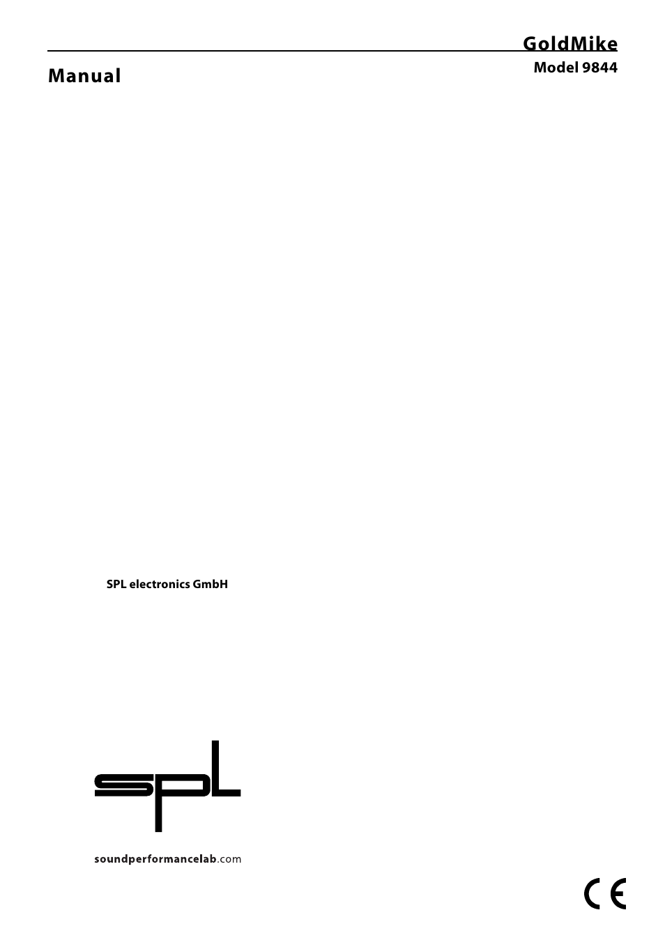 Goldmike, Manual, Model 9844 | Sound Performance Lab 9844 User Manual | Page 2 / 13