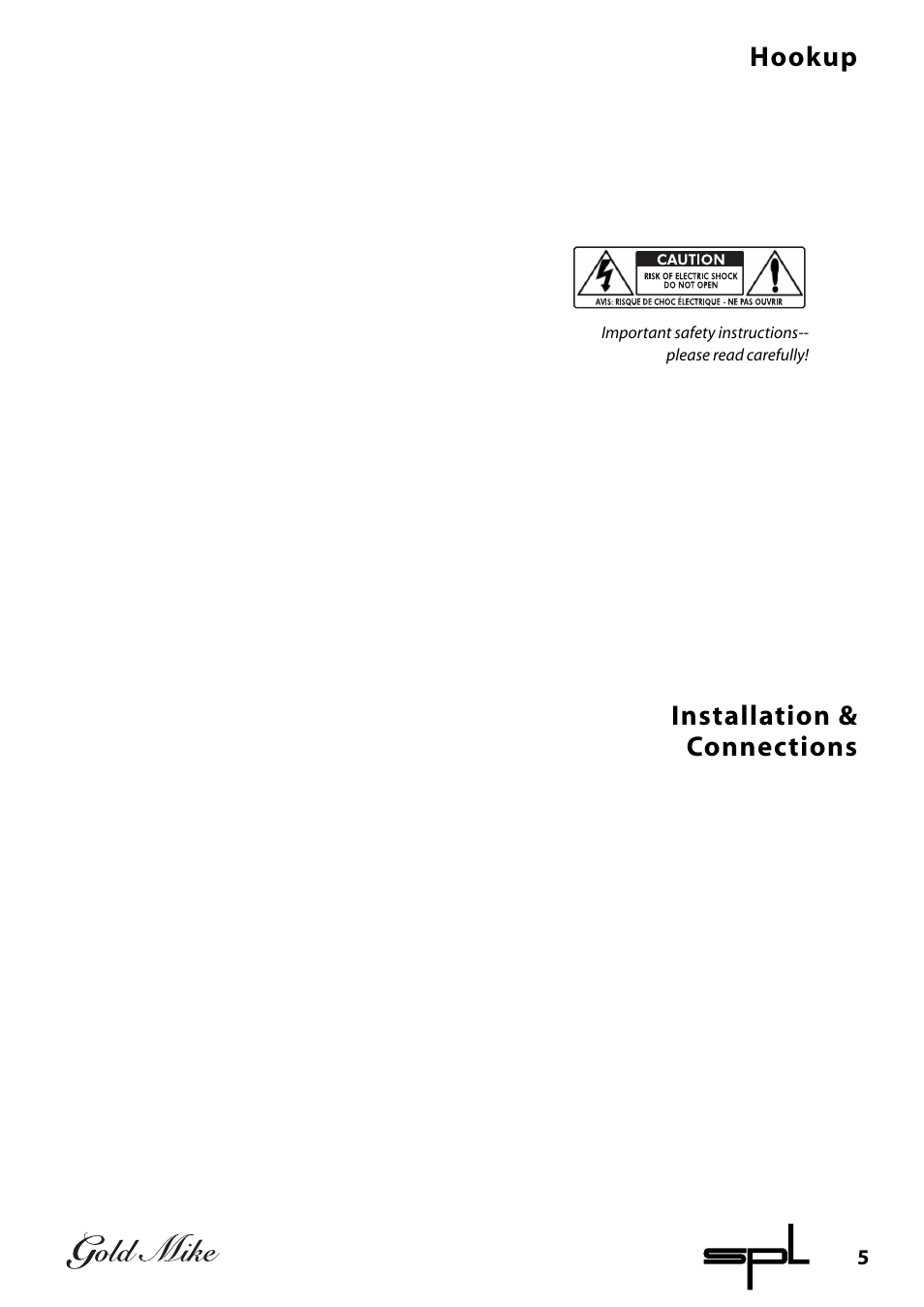 Hookup installation & connections | Sound Performance Lab 9844 User Manual | Page 5 / 13