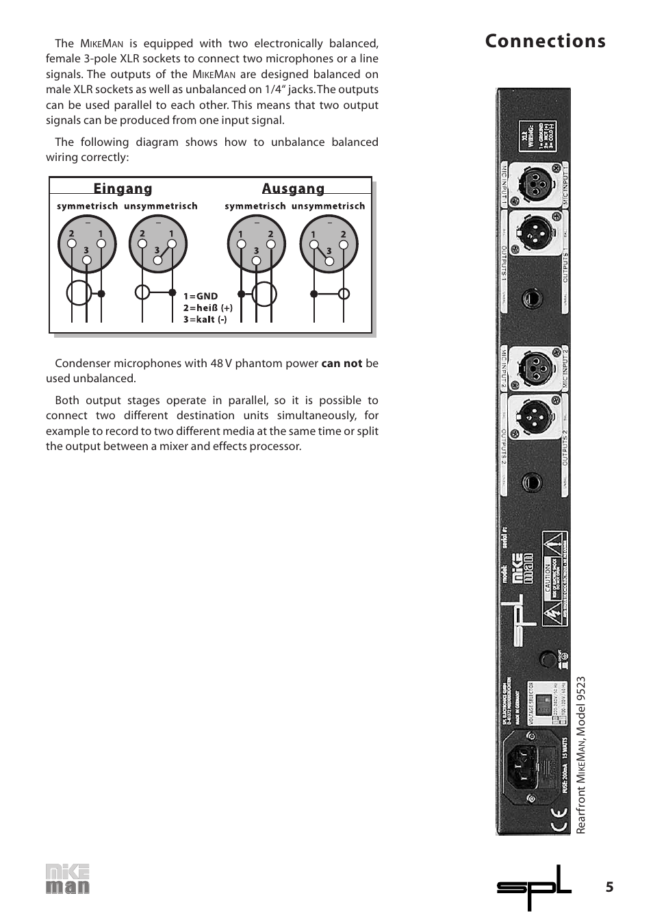 Connections | Sound Performance Lab 9523 User Manual | Page 5 / 10