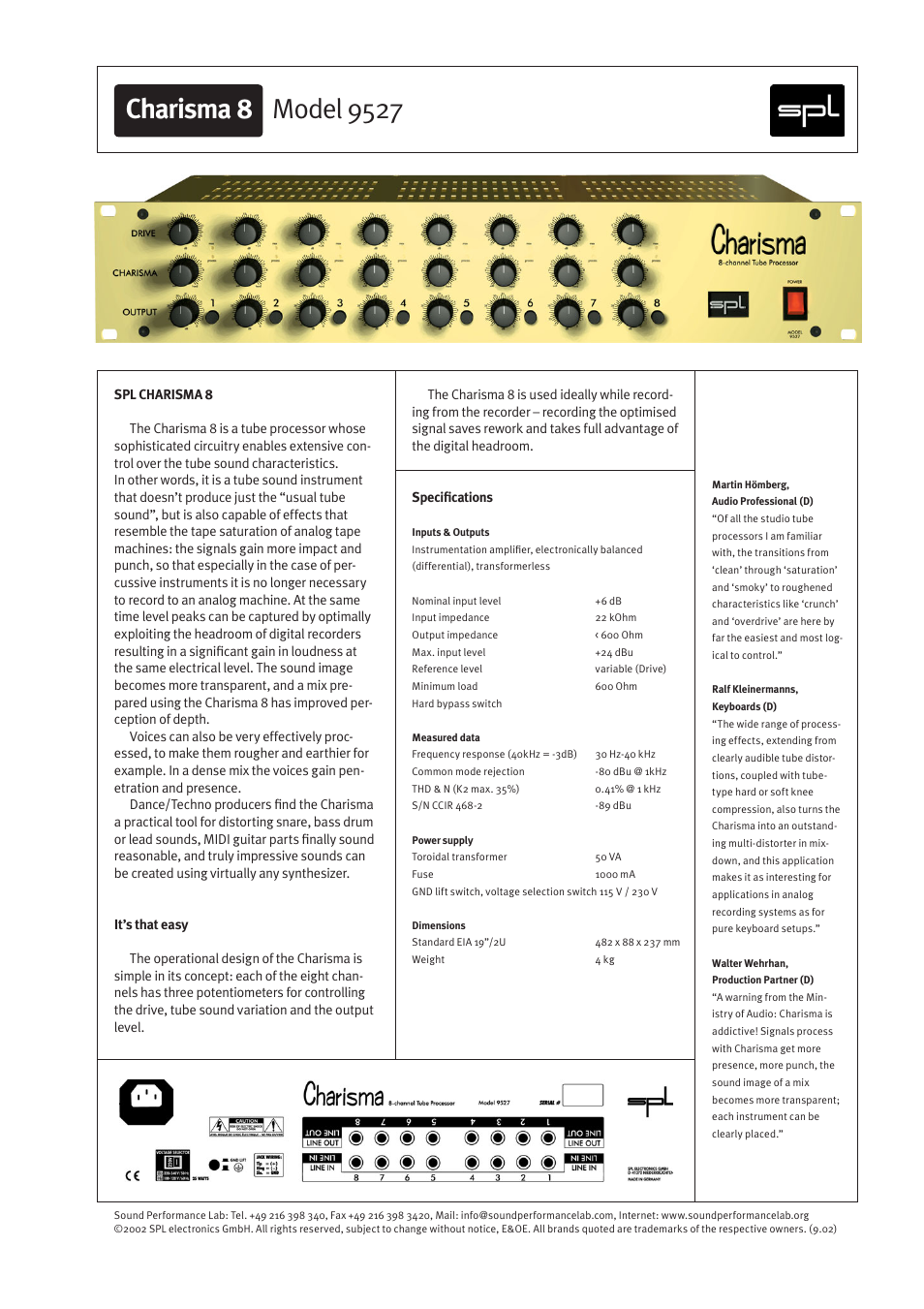 Sound Performance Lab 9527 User Manual | 1 page