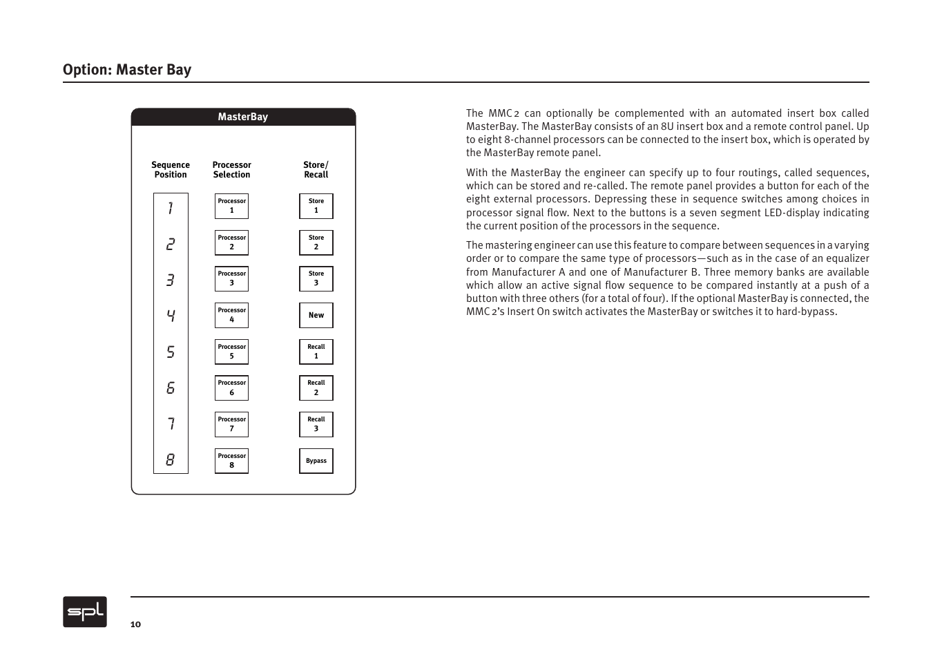 Option: master bay | Sound Performance Lab MMC2 User Manual | Page 10 / 20