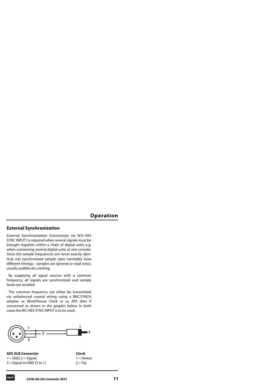 Operation | Sound Performance Lab 2053 User Manual | Page 11 / 20