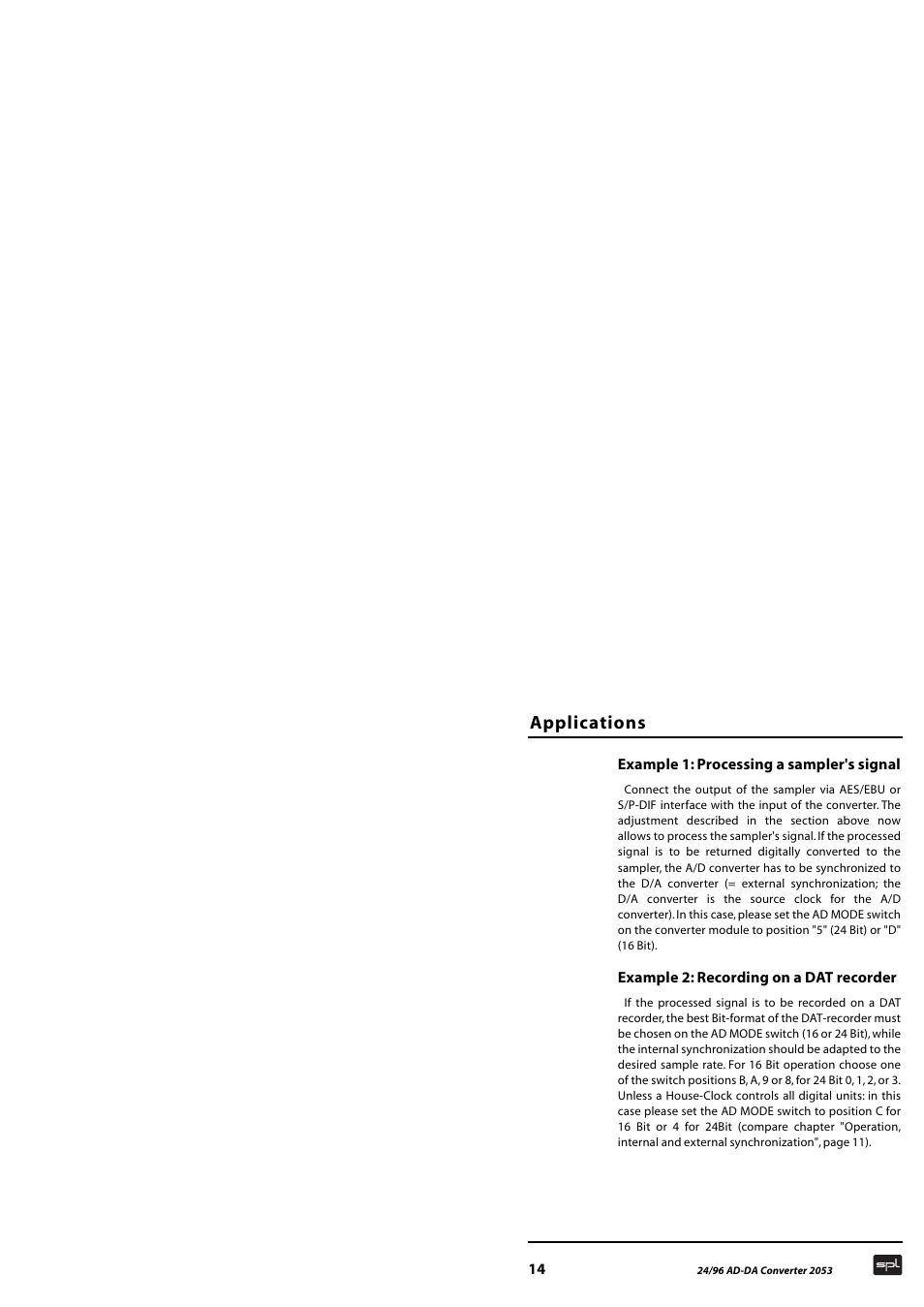 Applications | Sound Performance Lab 2053 User Manual | Page 14 / 20