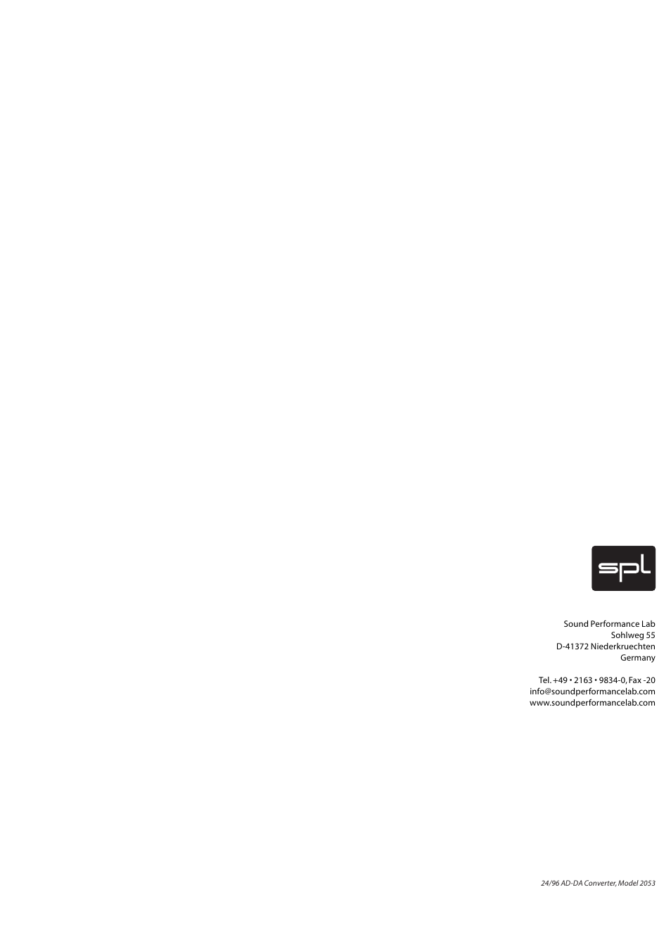 Sound Performance Lab 2053 User Manual | Page 20 / 20