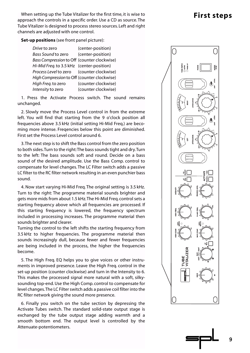 First steps | Sound Performance Lab 9530 User Manual | Page 9 / 20