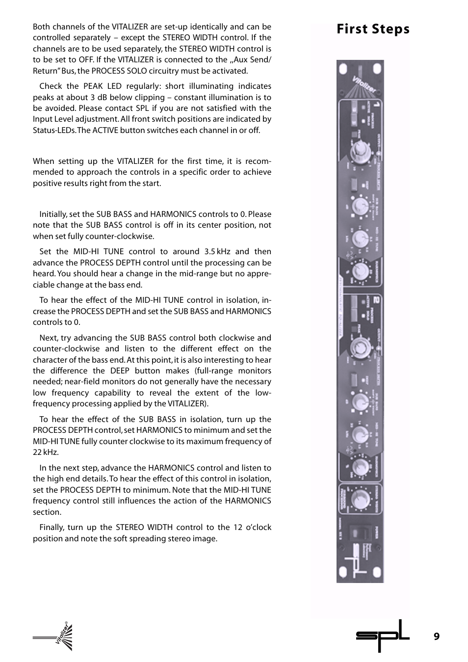 First steps | Sound Performance Lab Classic Vitalizer 9215 User Manual | Page 9 / 15
