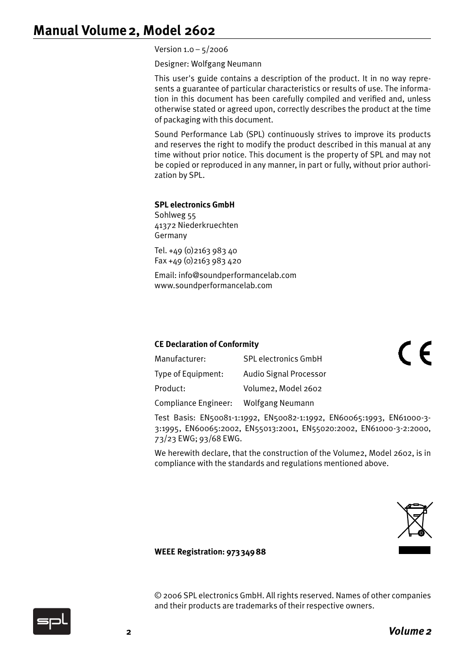 Volume 2 | Sound Performance Lab Analog Mixer User Manual | Page 2 / 12