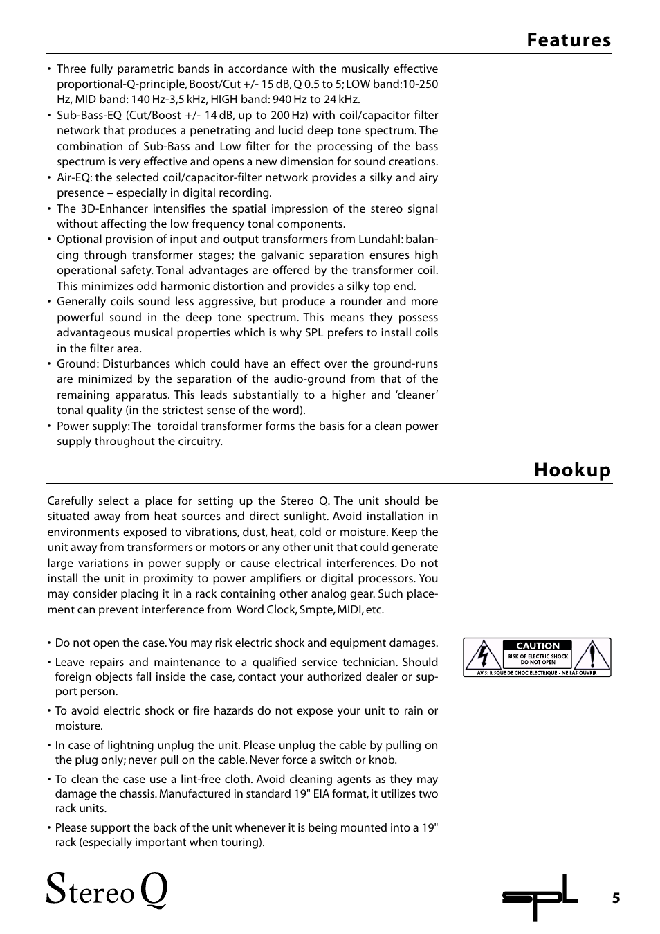 Hookup, Features | Sound Performance Lab 2048 User Manual | Page 5 / 16