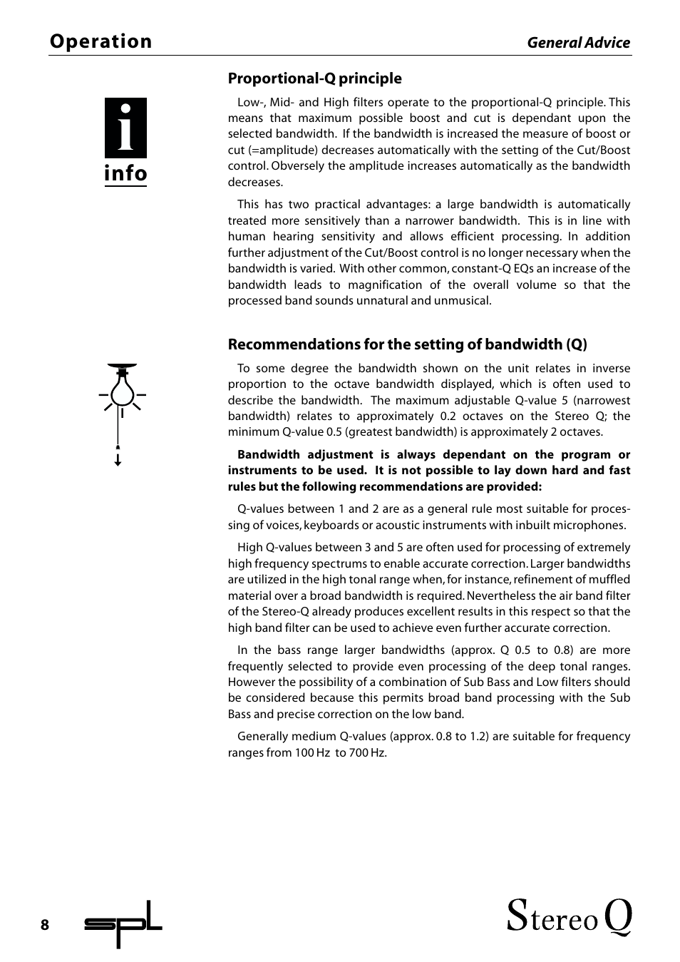 Info, Operation | Sound Performance Lab 2048 User Manual | Page 8 / 16