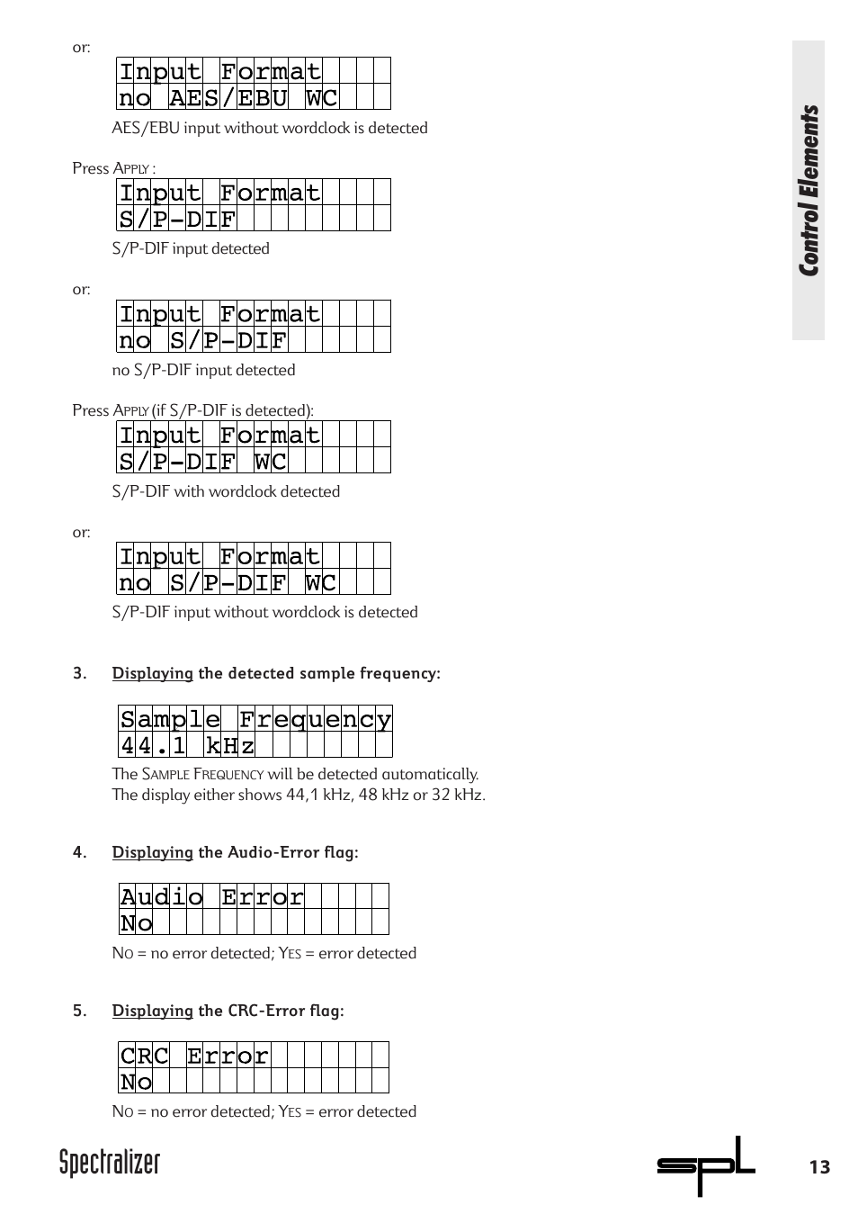 Spectralizer, Control elements | Sound Performance Lab 9631 User Manual | Page 13 / 17