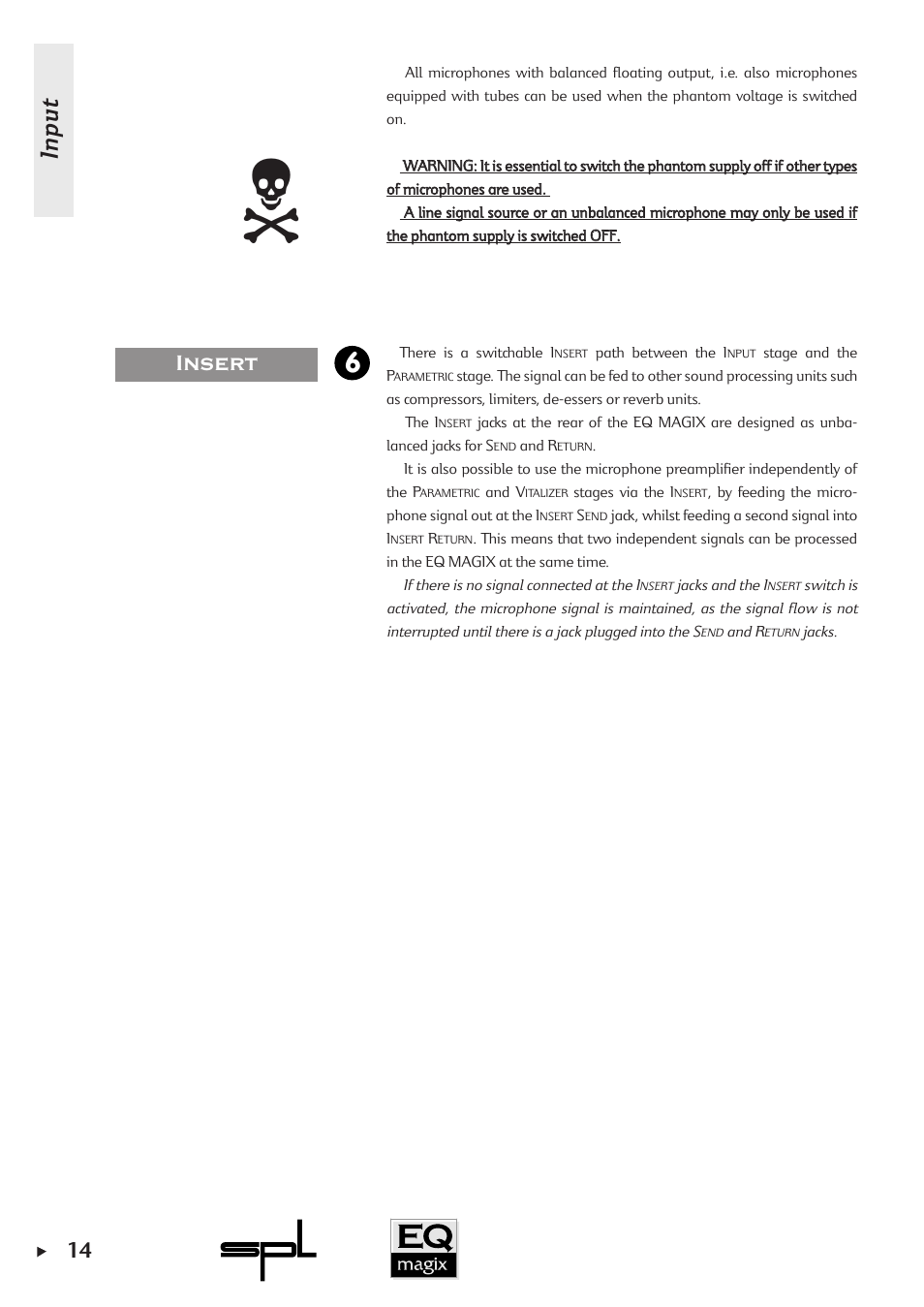 Input, Insert | Sound Performance Lab EQ MAGIX User Manual | Page 14 / 30