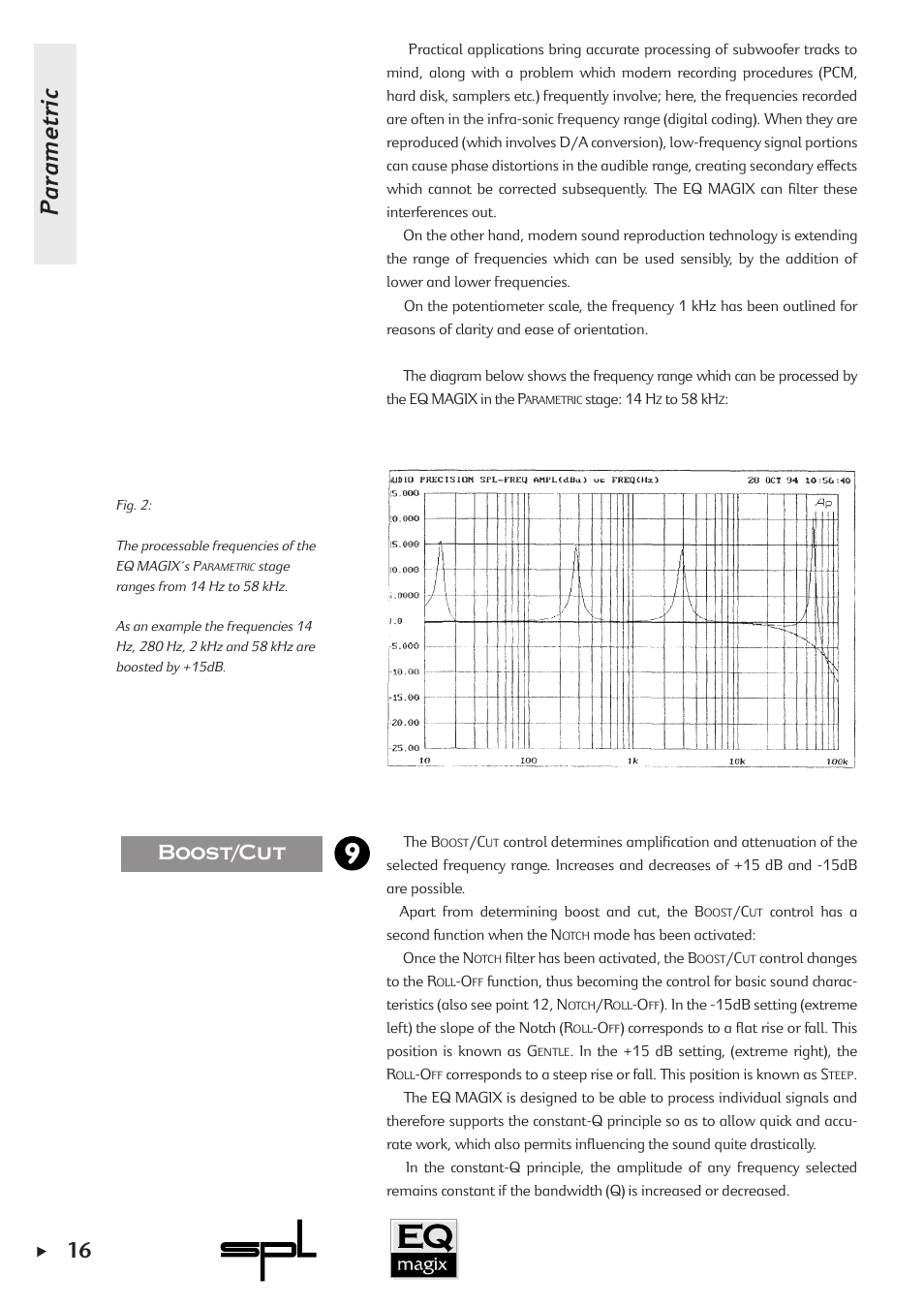 Parametric, 9boost/cut | Sound Performance Lab EQ MAGIX User Manual | Page 16 / 30