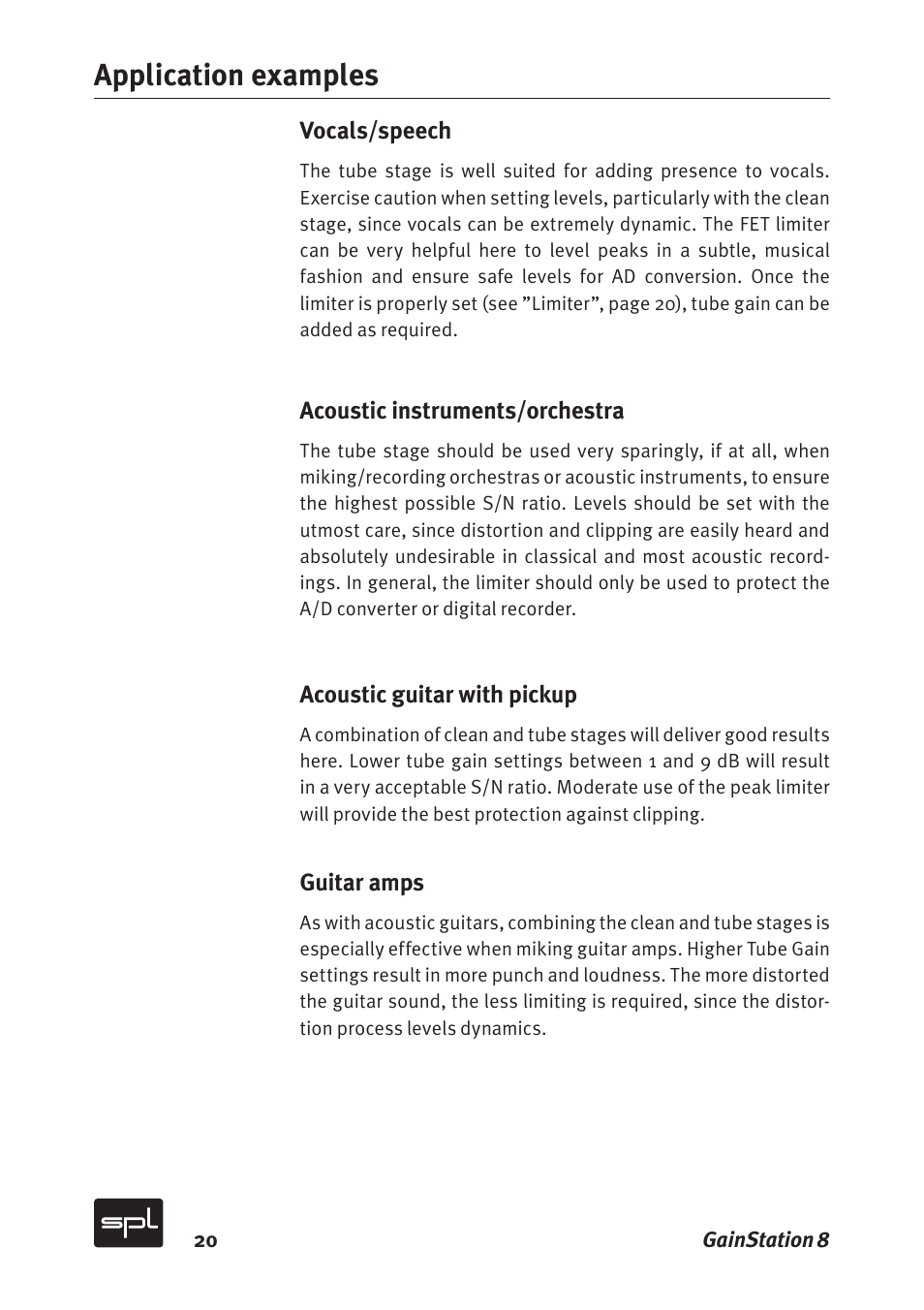 Application examples | Sound Performance Lab Gain Station 8 2383 User Manual | Page 20 / 30