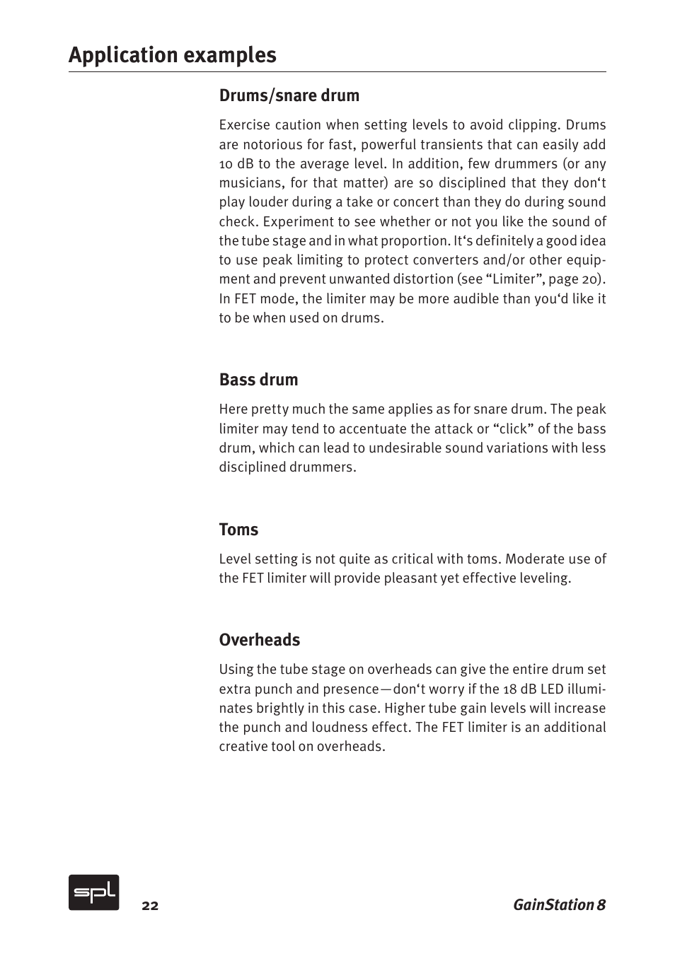 Application examples | Sound Performance Lab Gain Station 8 2383 User Manual | Page 22 / 30