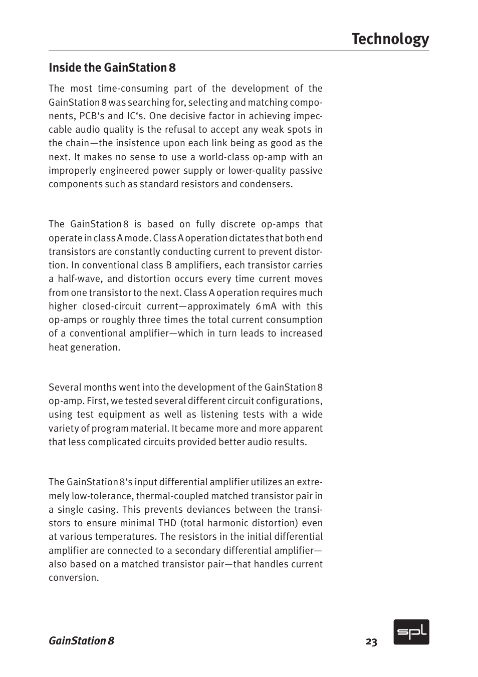 Technology | Sound Performance Lab Gain Station 8 2383 User Manual | Page 23 / 30
