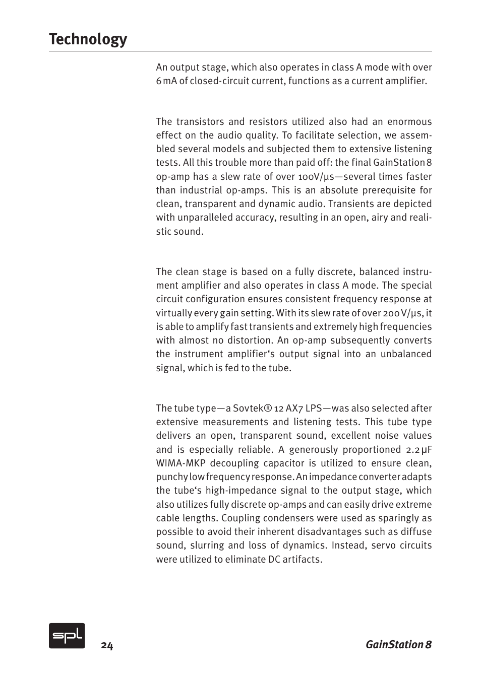 Technology | Sound Performance Lab Gain Station 8 2383 User Manual | Page 24 / 30