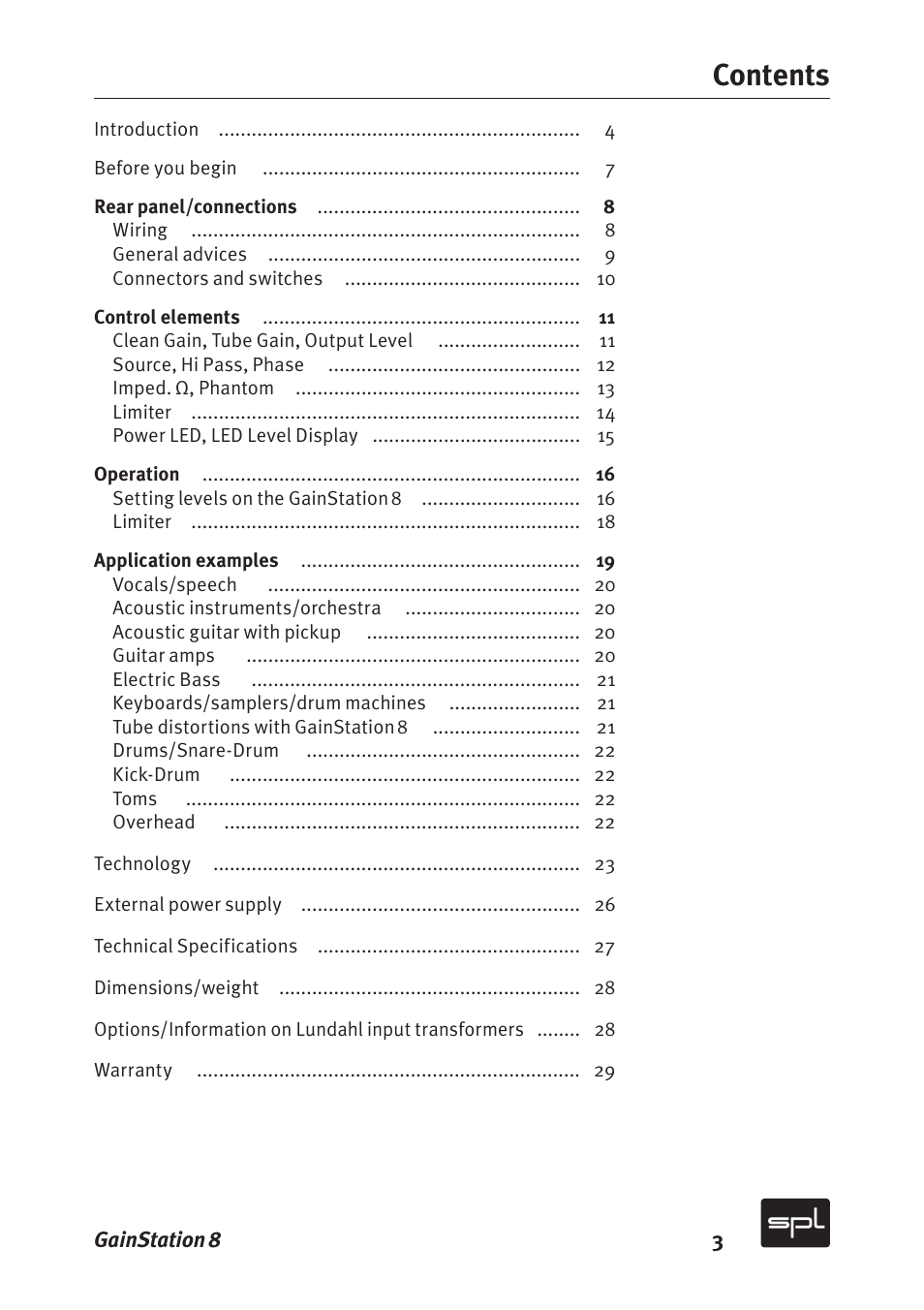 Sound Performance Lab Gain Station 8 2383 User Manual | Page 3 / 30