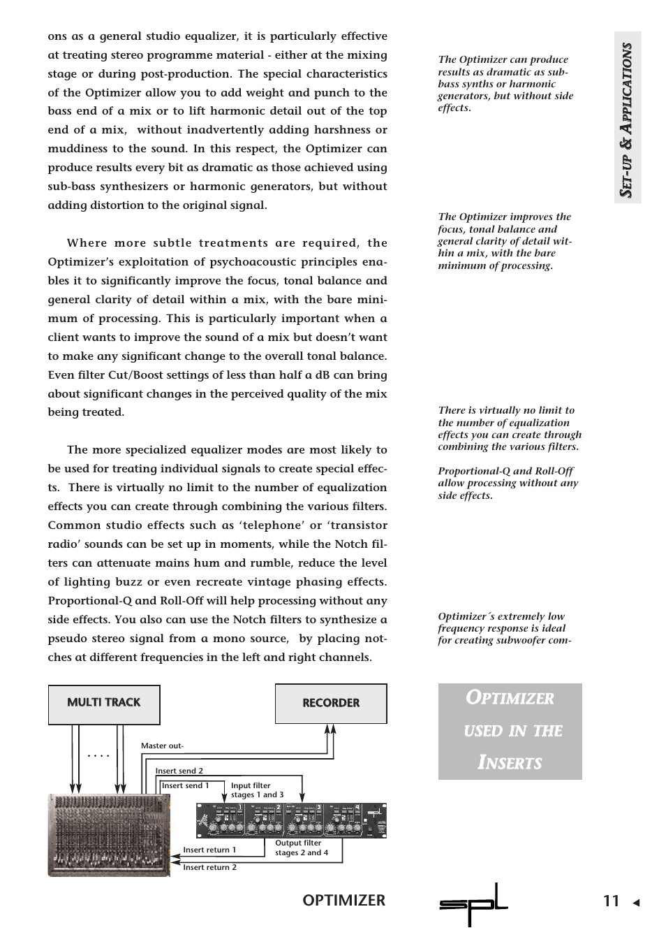 11 optimizer ss, Ppt tiim miiz ze er r u us se ed d iin n t th he e, Nns se er rt ts s | Sound Performance Lab Parametric Equalizer User Manual | Page 11 / 27