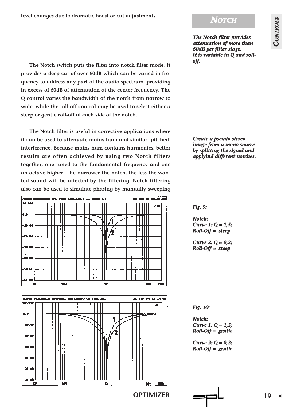 19 optimizer, Oot tc ch h | Sound Performance Lab Parametric Equalizer User Manual | Page 19 / 27