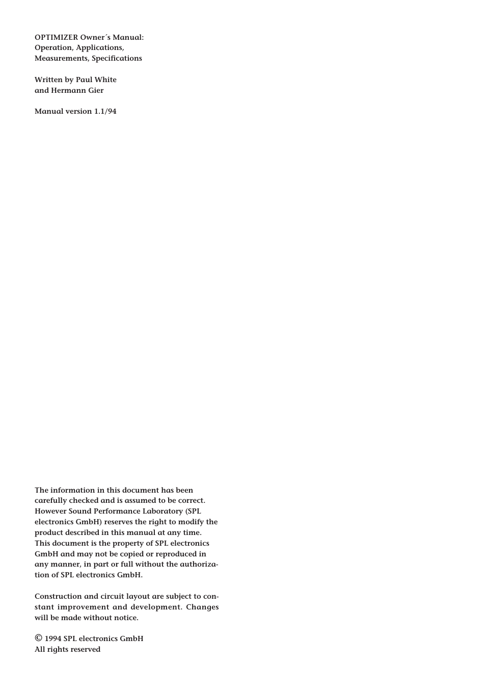 Sound Performance Lab Parametric Equalizer User Manual | Page 2 / 27