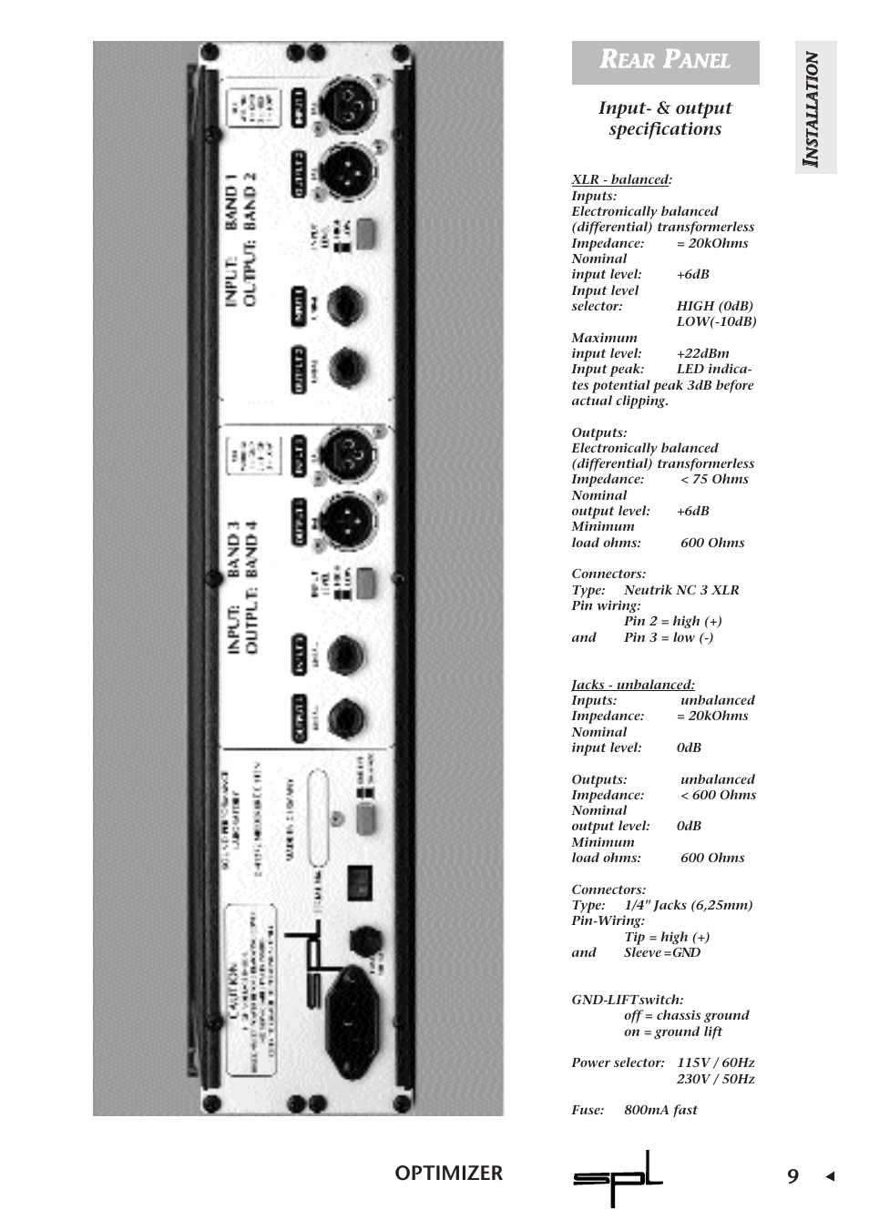 9optimizer, Eea ar r, Aan ne el l | Sound Performance Lab Parametric Equalizer User Manual | Page 9 / 27