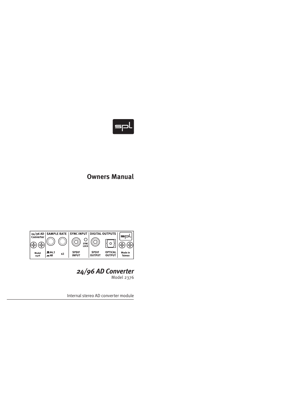 Sound Performance Lab 2376 User Manual | 12 pages