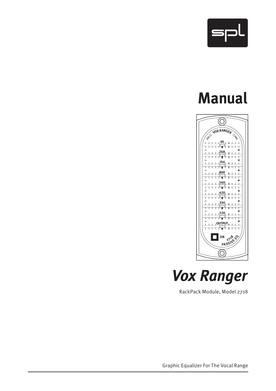 Sound Performance Lab Vox Ranger Graphic Equalizer For The Vocal Range 2718 User Manual | 20 pages