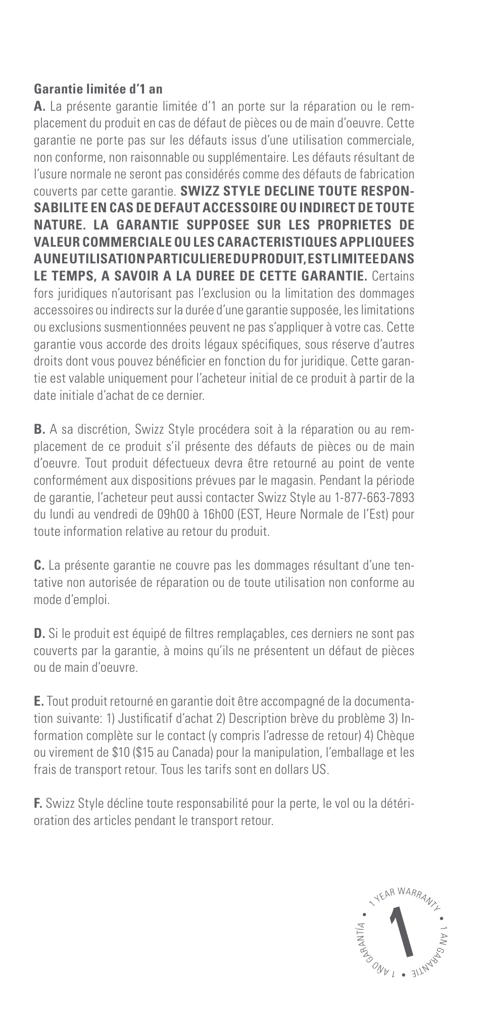 Swizz Style Otto User Manual | Page 7 / 12