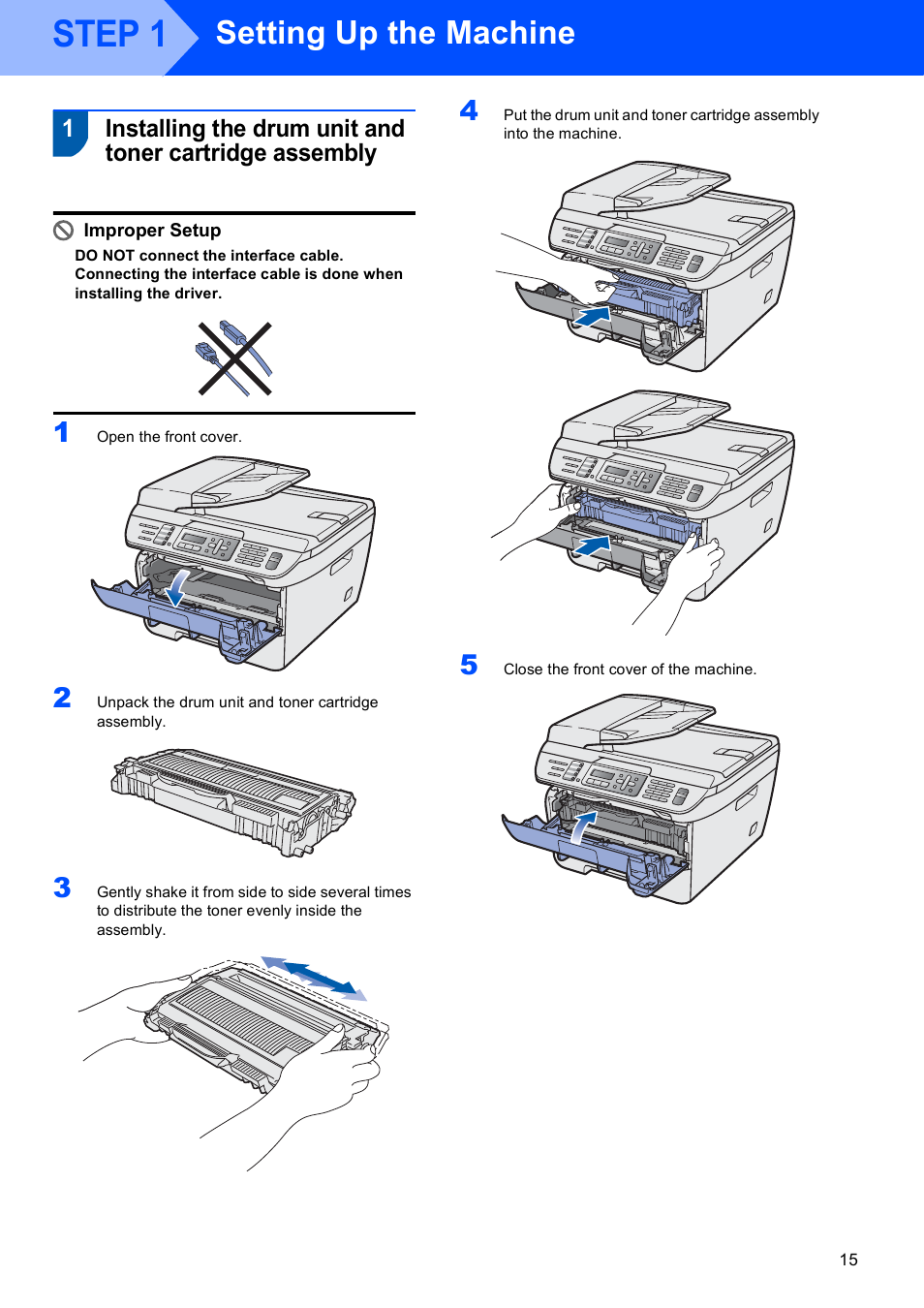 Step 1 setting up the machine, Step 1, Setting up the machine | Scanport Ricoh SP 1200SF User Manual | Page 17 / 36