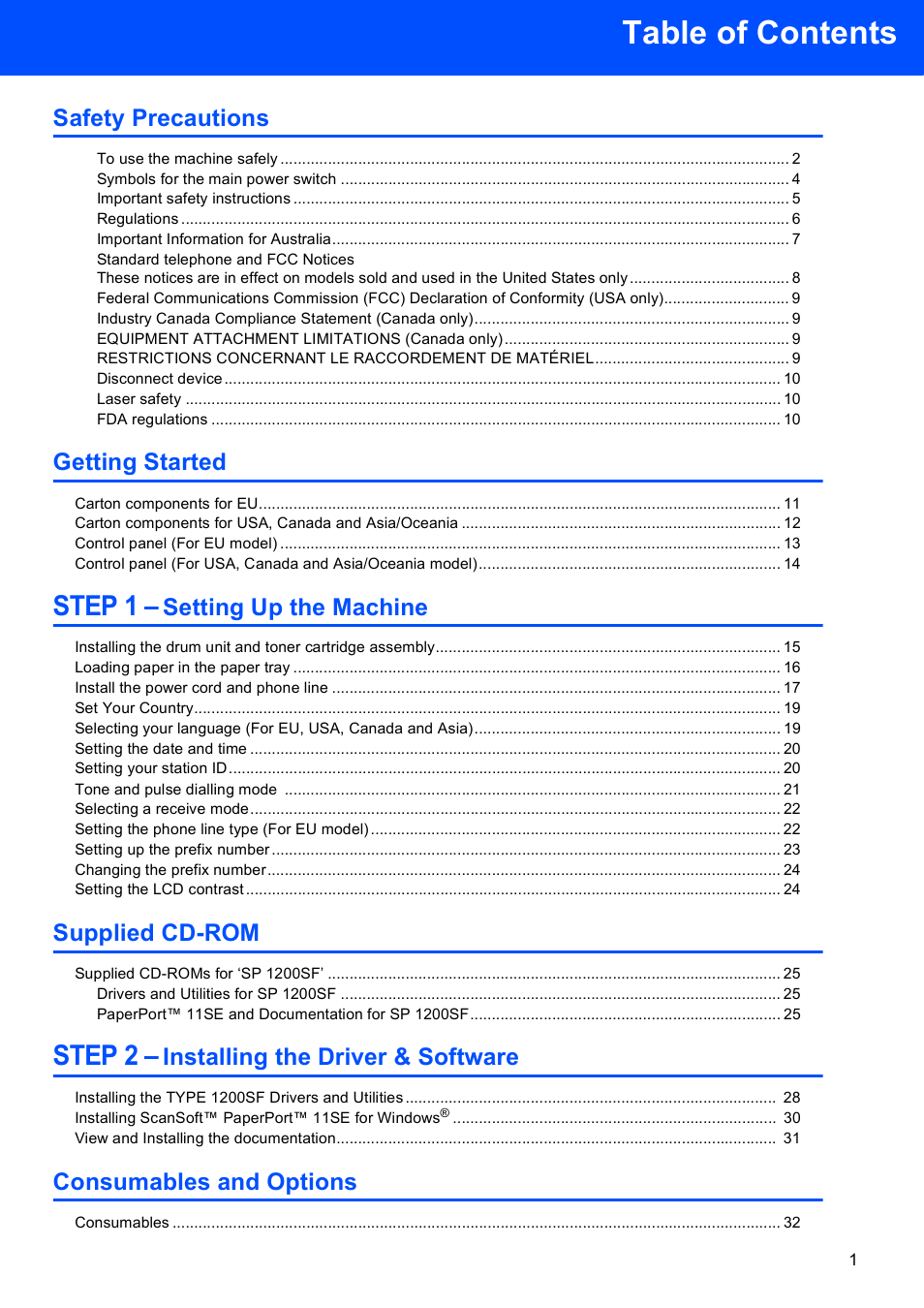 Scanport Ricoh SP 1200SF User Manual | Page 3 / 36