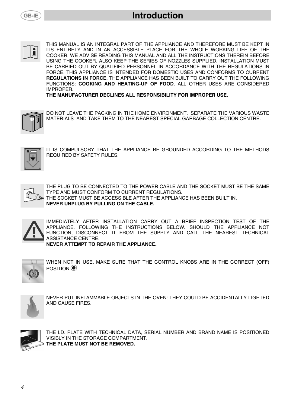 Introduction, Instructions for safe and proper use | Smeg SUK81MFA User Manual | Page 2 / 20