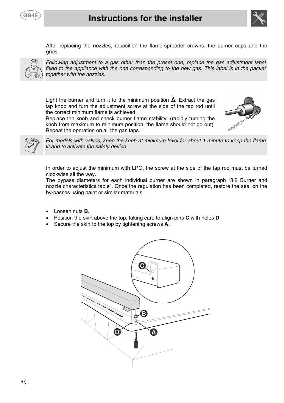 Instructions for the installer, Final operations | Smeg SUK81MFA User Manual | Page 8 / 20