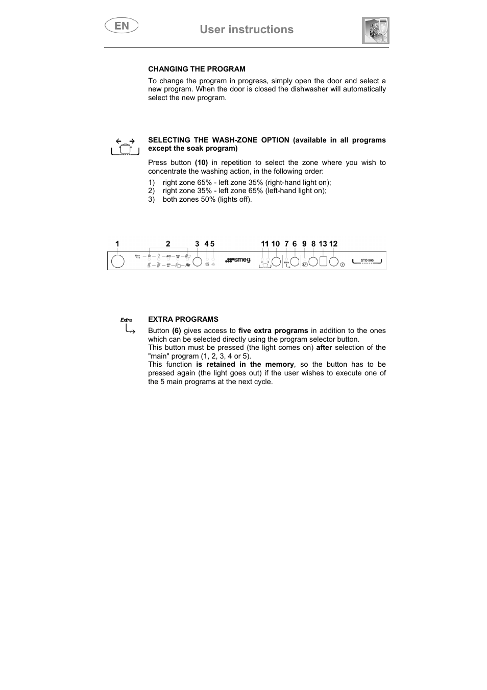 User instructions | Smeg DI912 User Manual | Page 15 / 36