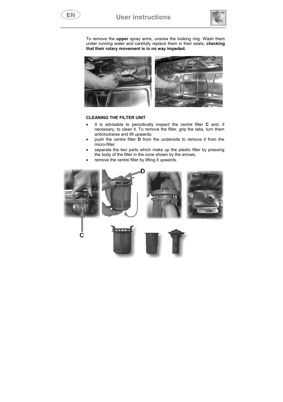 User instructions | Smeg DI912 User Manual | Page 29 / 36