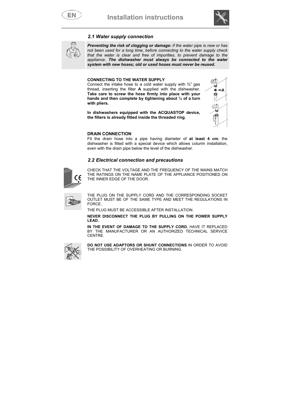 Installation instructions | Smeg DI912 User Manual | Page 7 / 36