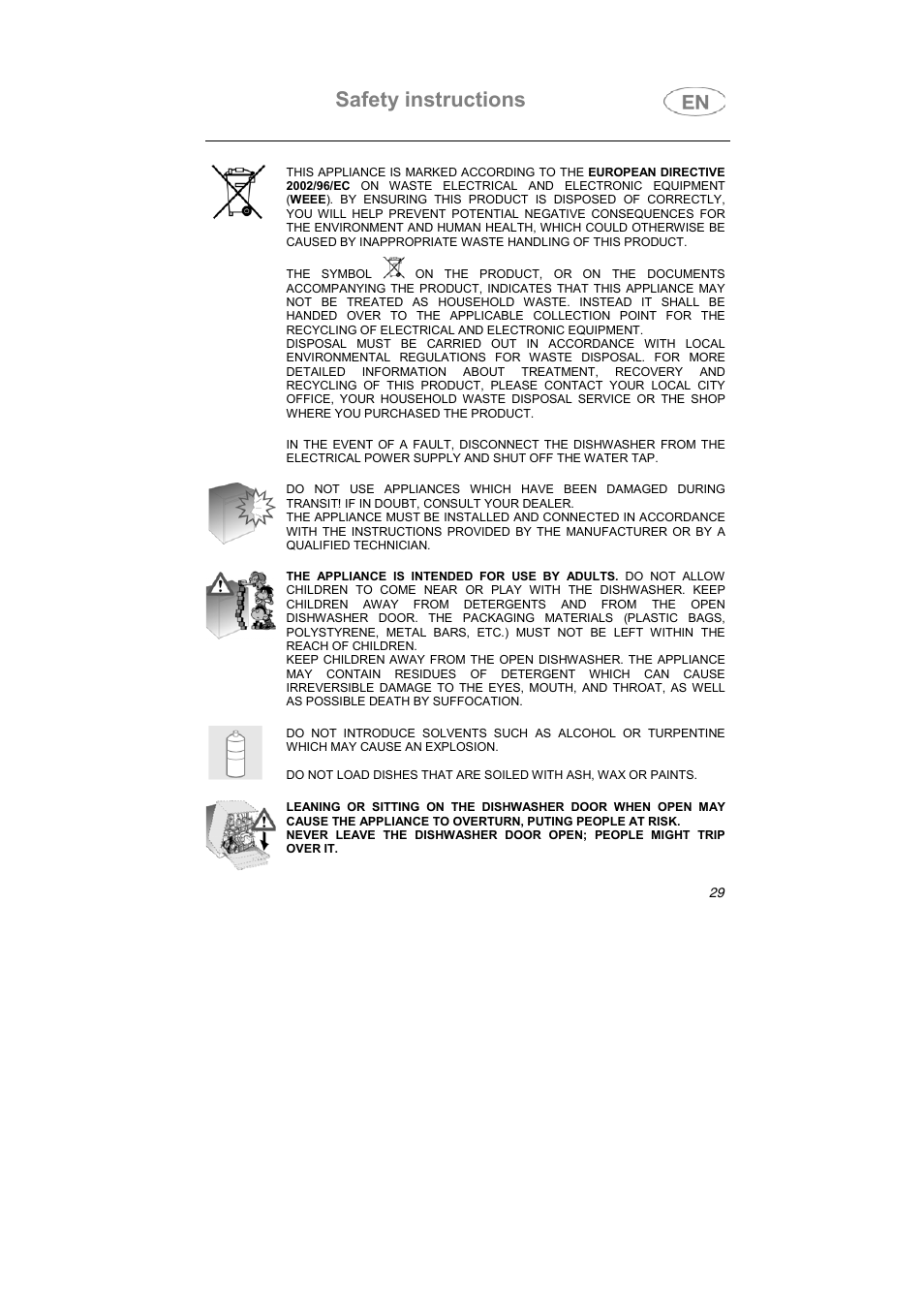 Safety instructions | Smeg BLV1NE User Manual | Page 17 / 37