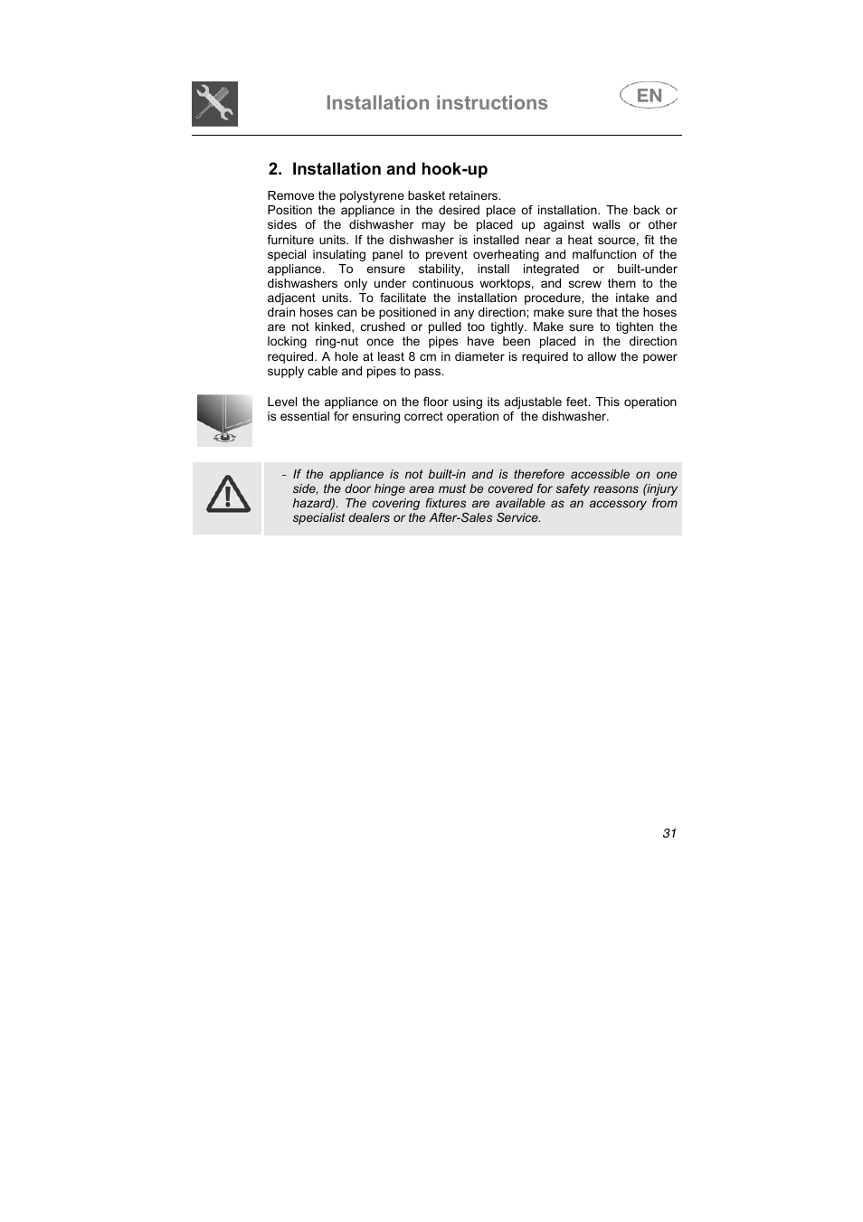 Installation instructions | Smeg BLV1NE User Manual | Page 19 / 37