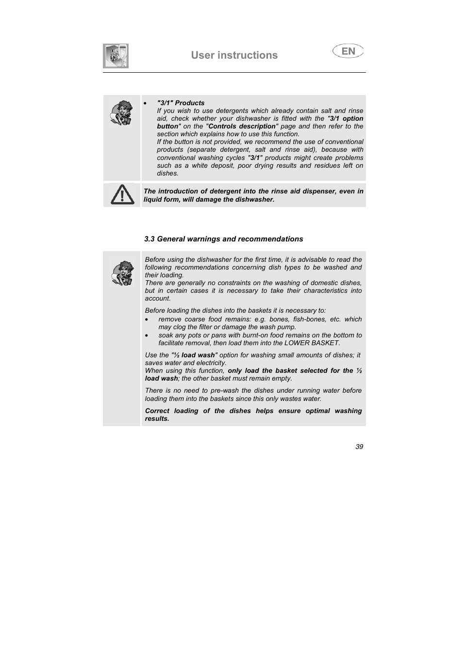 User instructions | Smeg BLV1NE User Manual | Page 27 / 37