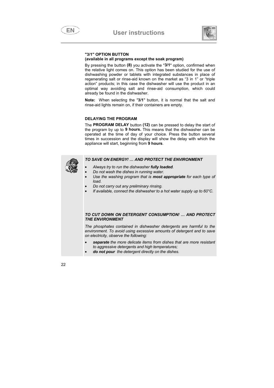 User instructions | Smeg BLV1NE User Manual | Page 9 / 37