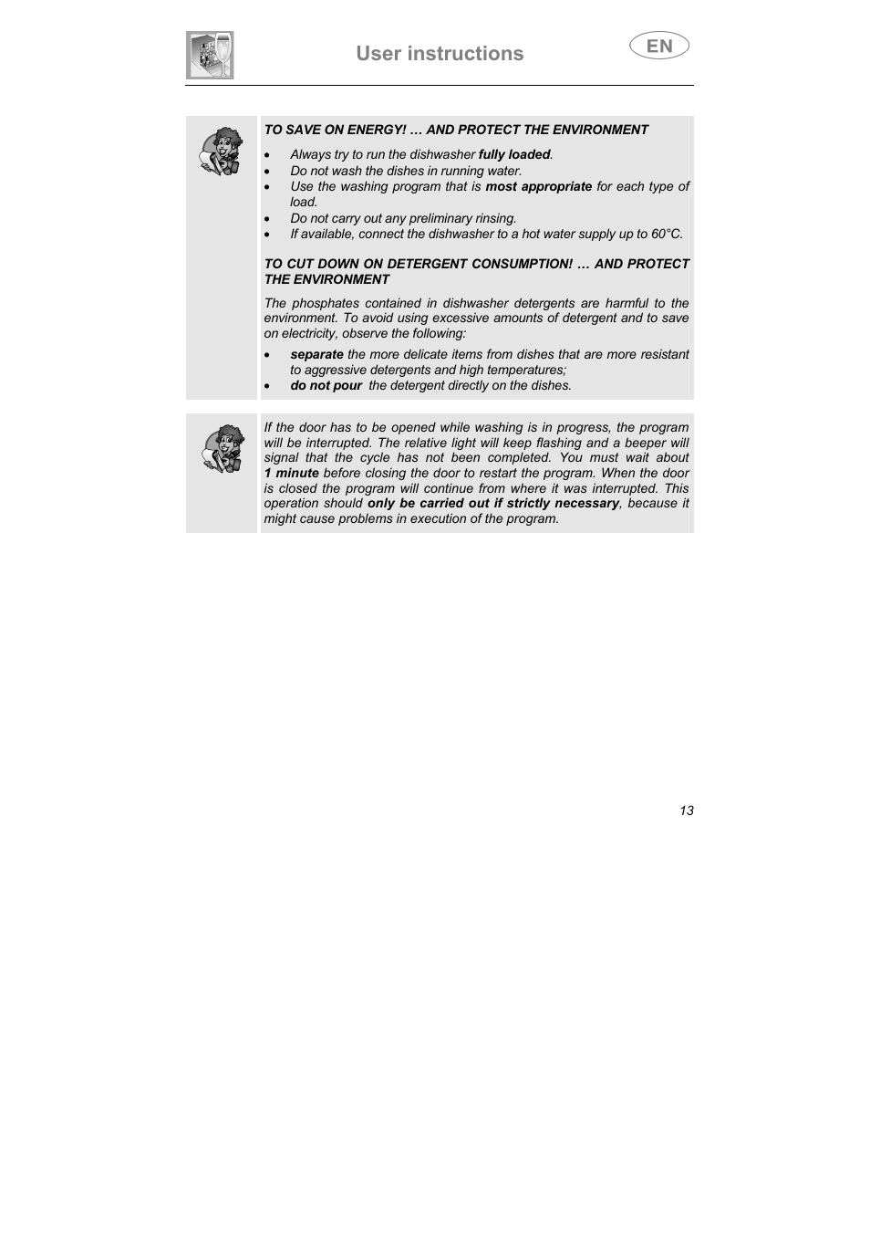 User instructions | Smeg CA01-5 User Manual | Page 14 / 30