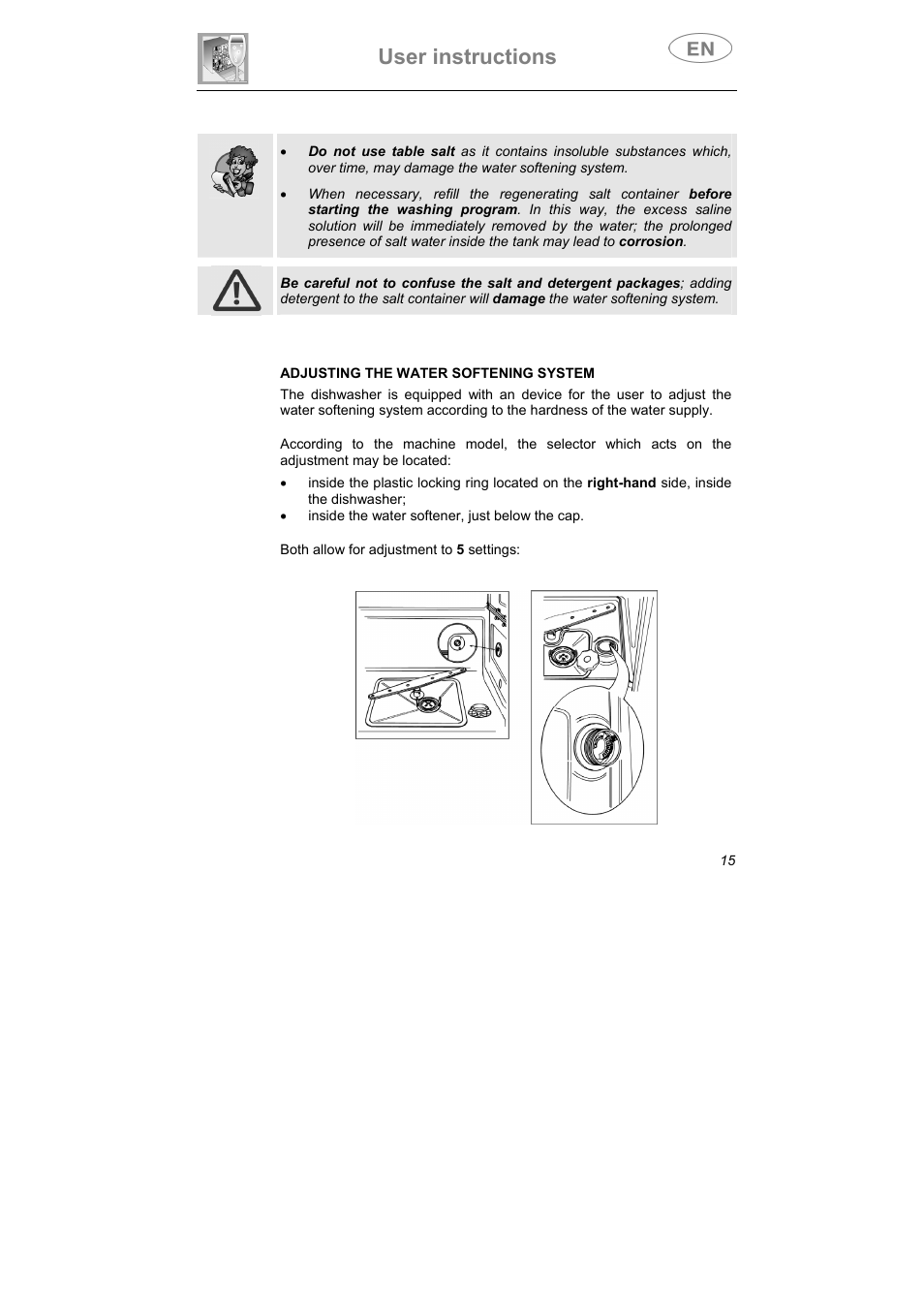 User instructions | Smeg CA01-5 User Manual | Page 16 / 30